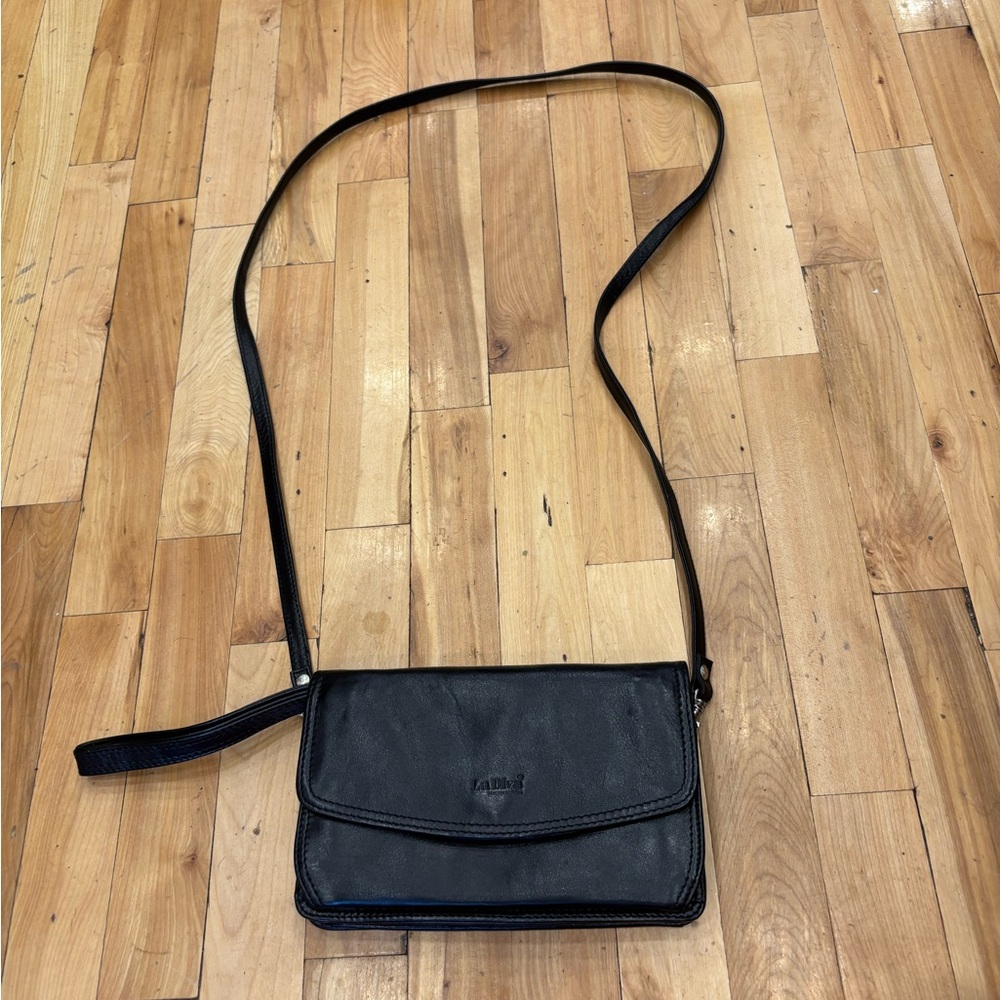 La Diva Black Leather Crossbody Bag